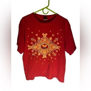 VTG Mickey Unlimited Disney Jerry Leigh Red Mandala Short Sleeve T-Shirt Large